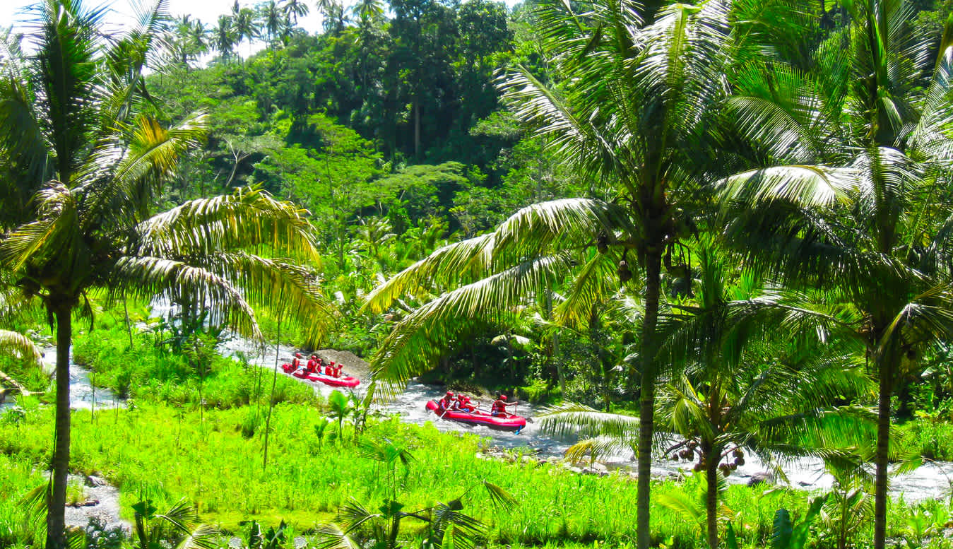 Rafting sur la rivière Ayung près d'Ubud à Bali en Indonésie