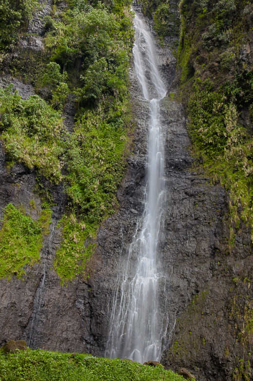 The beautiful Faarumai Waterfall on Tahiti island