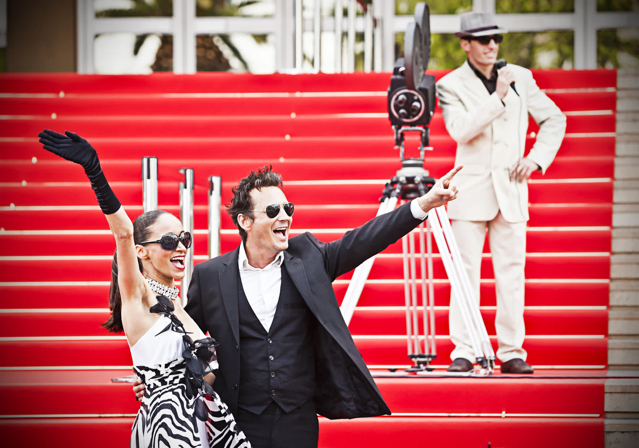 Red carpeted stairs at Cannes Film Festival in France. 