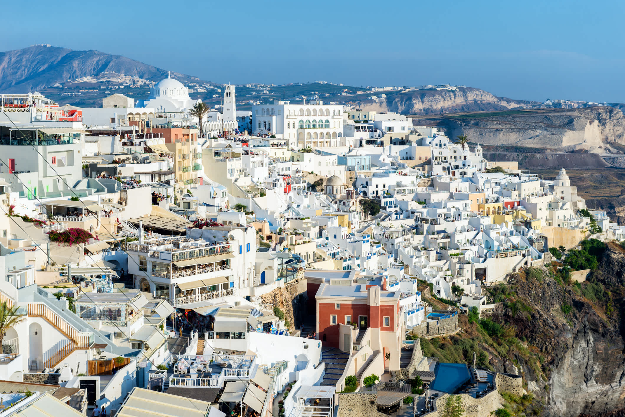 Sunset View of Fira, on the greek island of Santorini