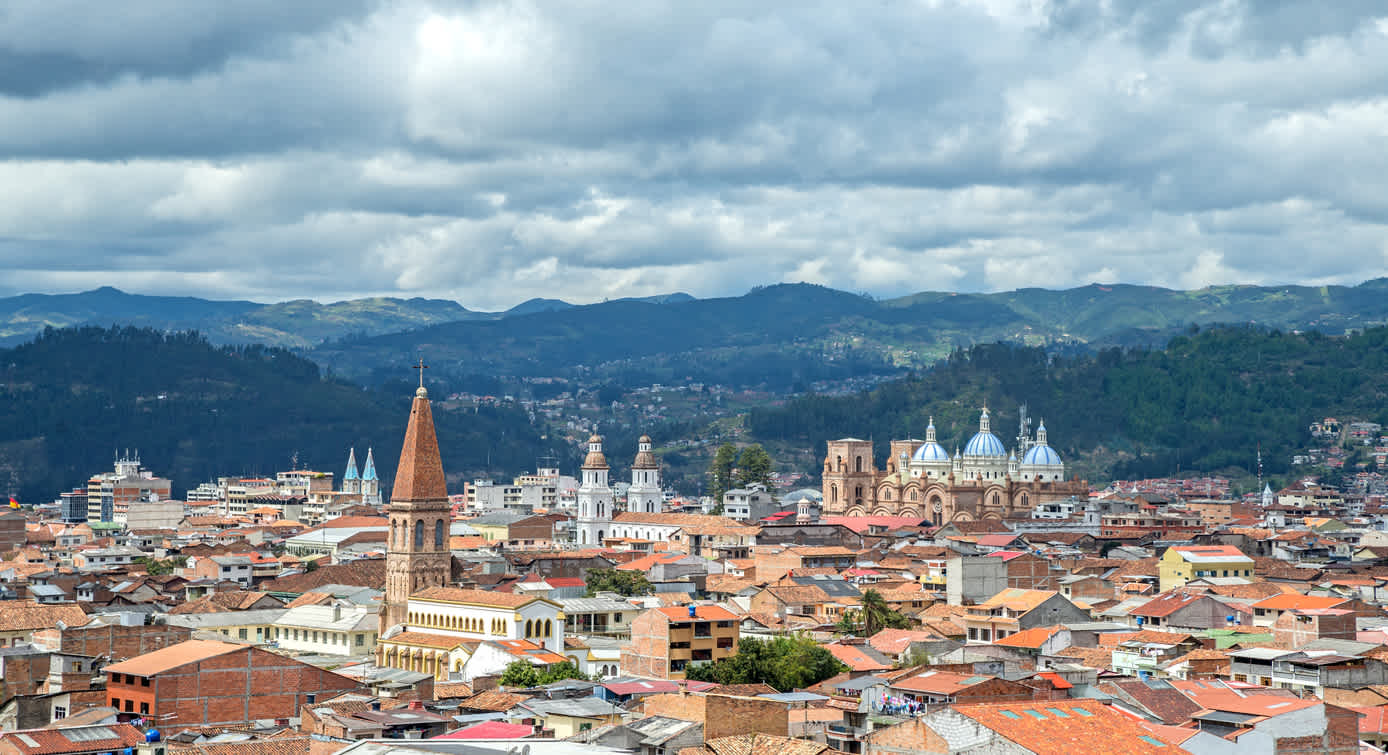 Visit the beautiful Ecuadorian city of Cuenca, pictured here from above, on a Cuenca vacation