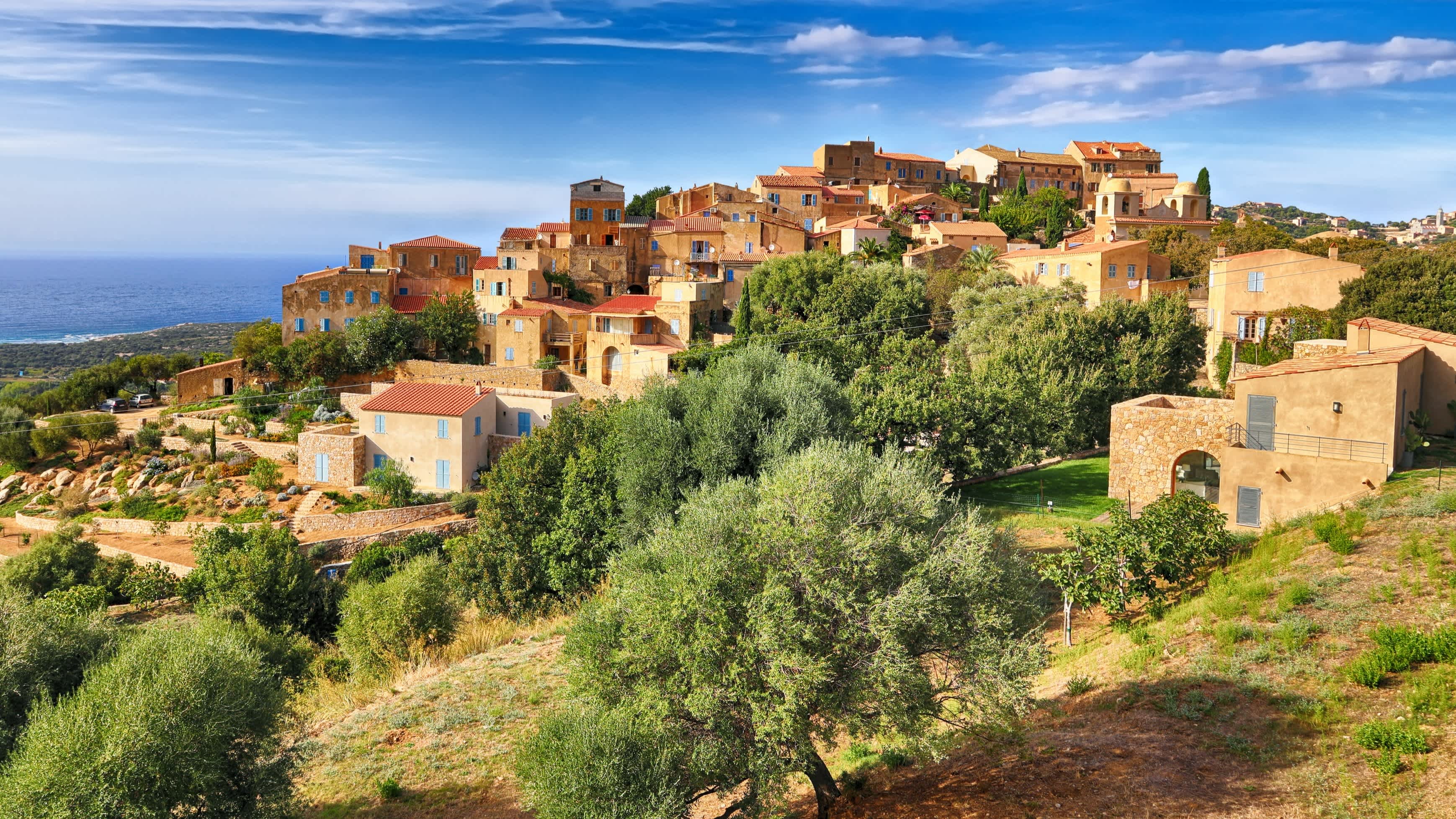 View of a picturesque village on the island of Corsica