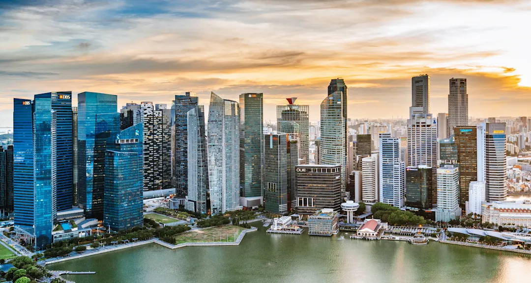 Blick auf die Skyline von Singapur