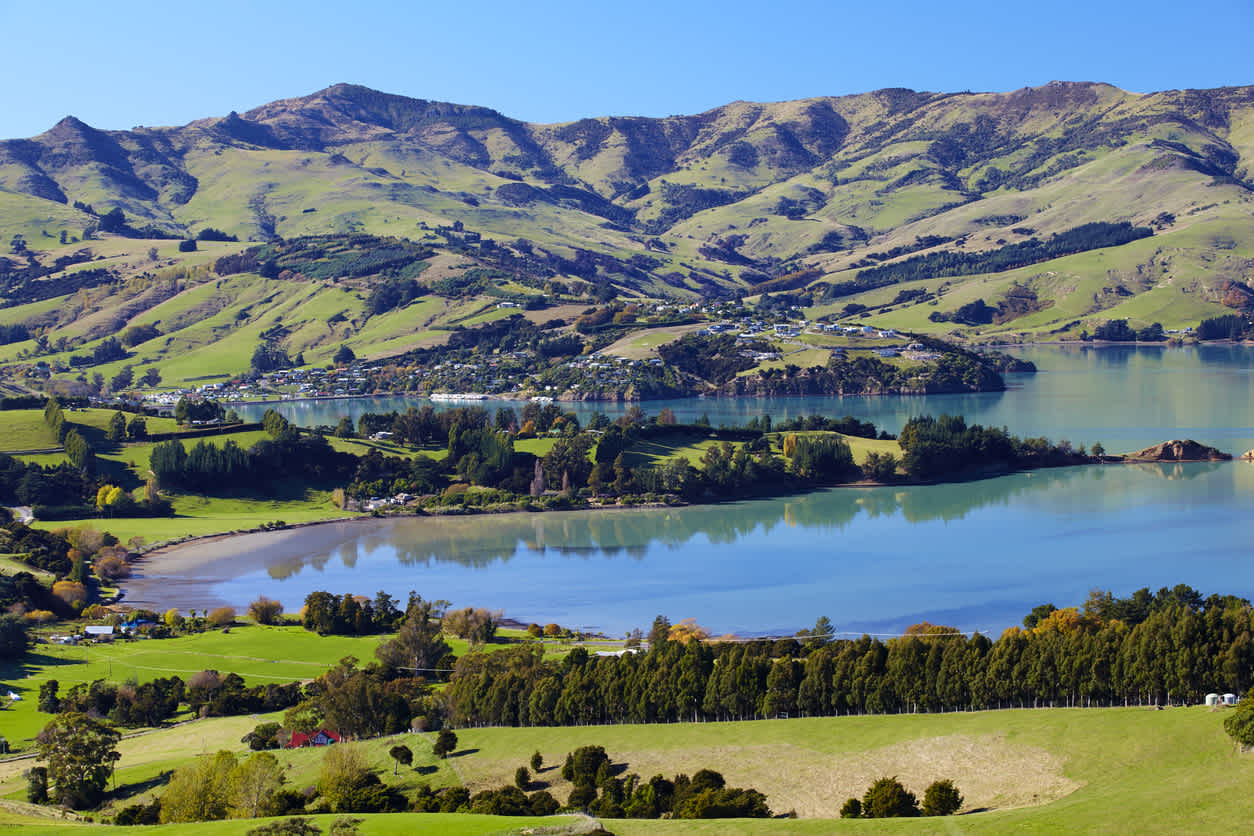 Stadt Akaroa in Neuseeland 