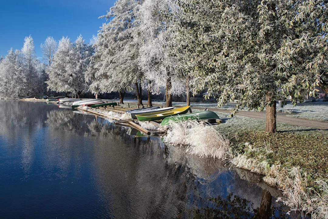 Vereiste Landschaft im Spätherbst, Oulu, Finnland
