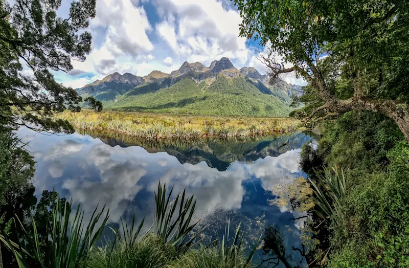 Neuseeland, Mirror Lakes, Milford Sound Mirror Lakes auf der Südinsel Neuseelands