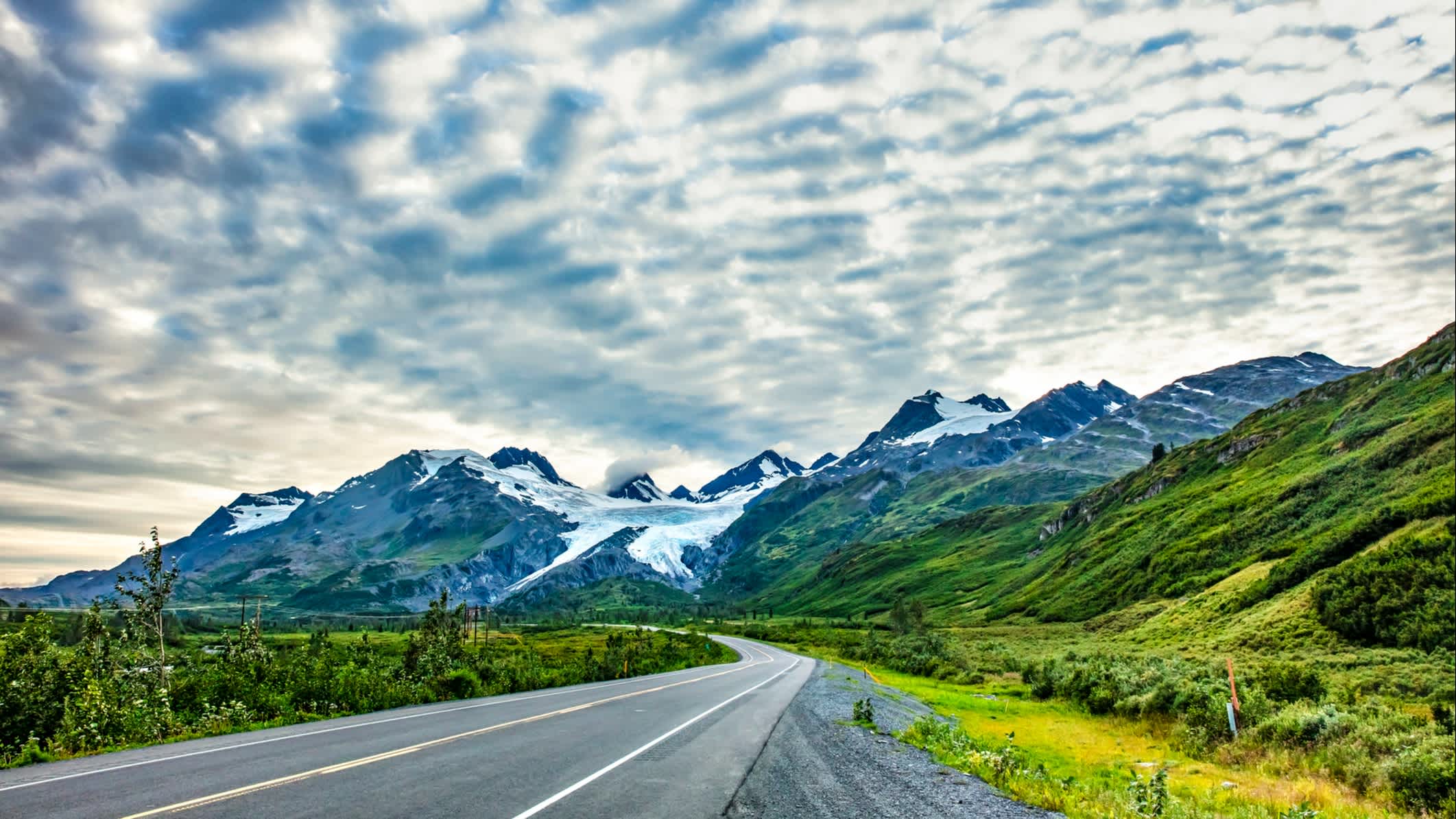 Une vue du Glacier Worthington dans le Prince William Sound, près de Valdez, Alaska, États-Unis.
