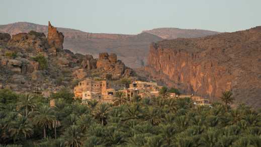 Die Häuser der Stadt Misfat in den Bergen von Oman