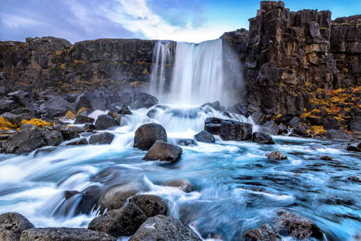 Öxaráfoss Wasserfall im Thingvellir Nationalpark, Island