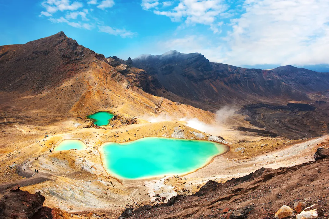 Blick auf die wunderschönen Smaragdseen am Tongariro Crossing Track, Tongariro National Park, Neuseeland