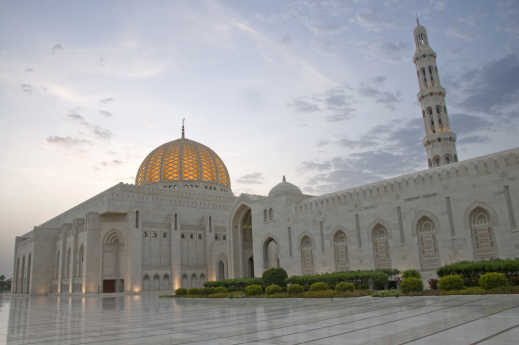 Blick auf den Große Sultan-Qabus-Moschee in Muscat, Oman.