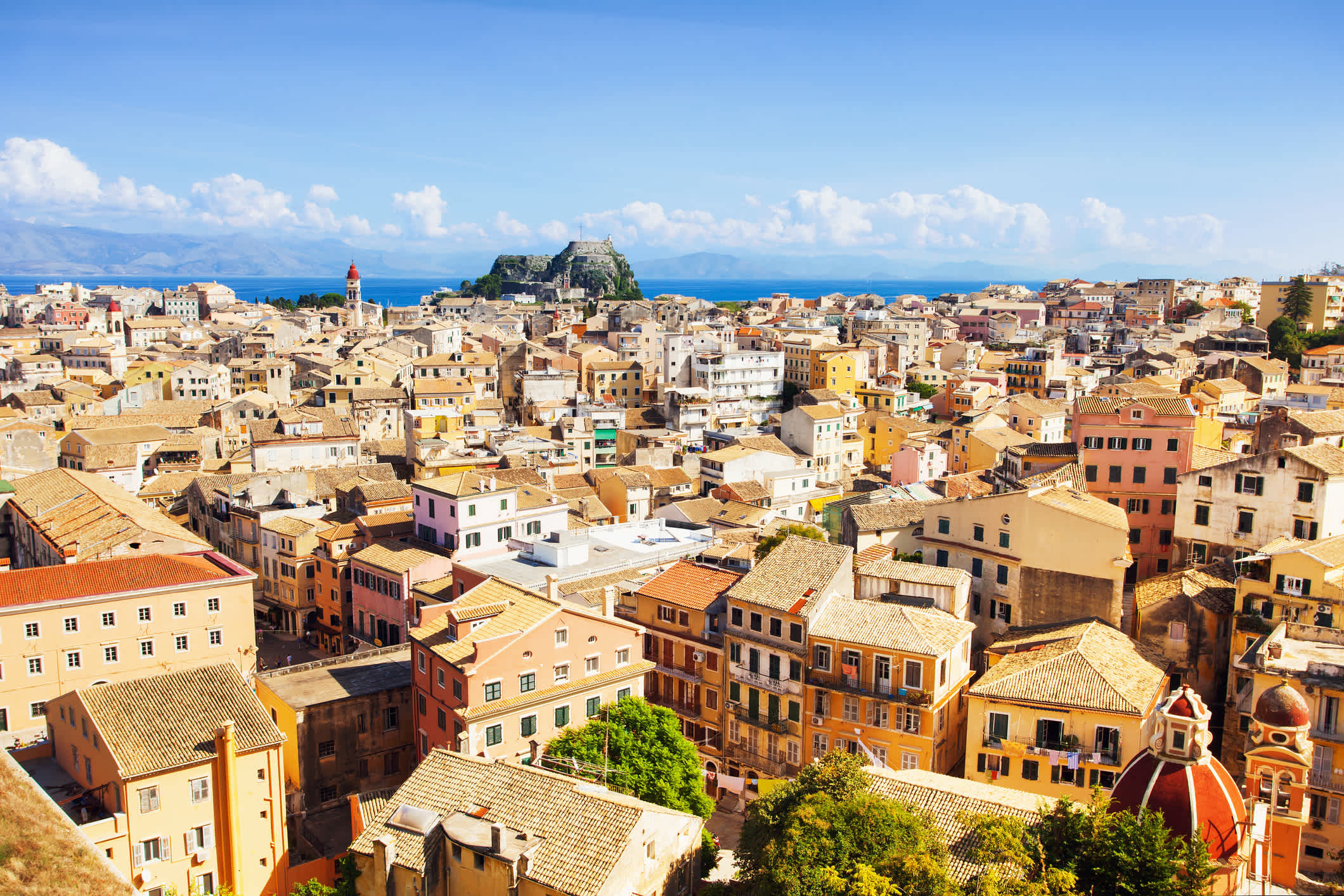 Vue aérienne de la ville de Corfou, en Grèce