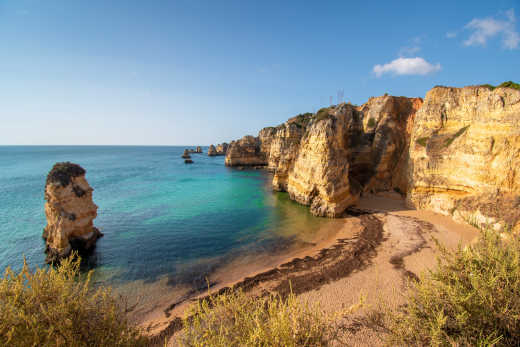 Dona Ana Beach beim Sonnenuntergang, Algarve, Portugal

