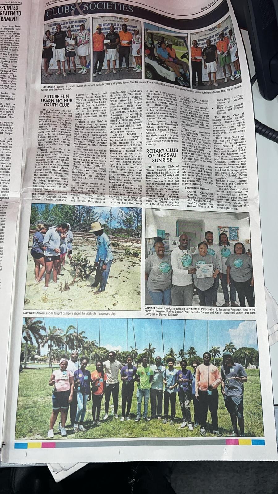 Newspaper article with photos from the CFF Bahamas initiative