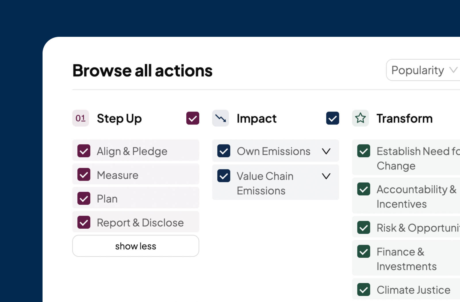 A growing library of hands-on actions, for every sector