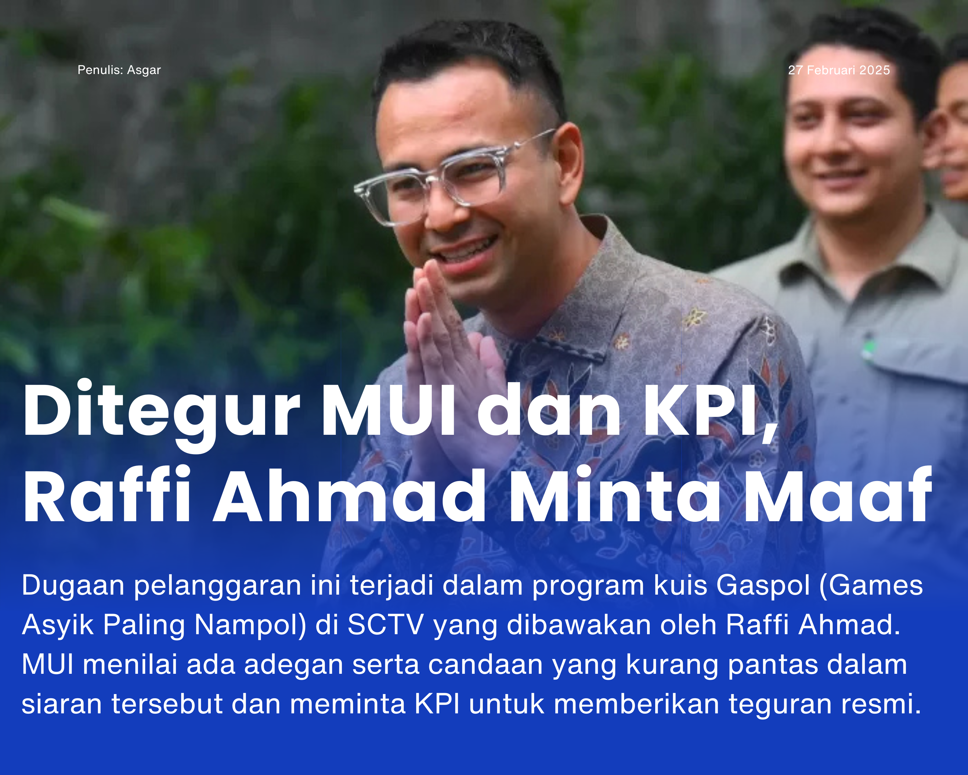 Cover for Ditegur MUI dan KPI, Raffi Ahmad Minta Maaf