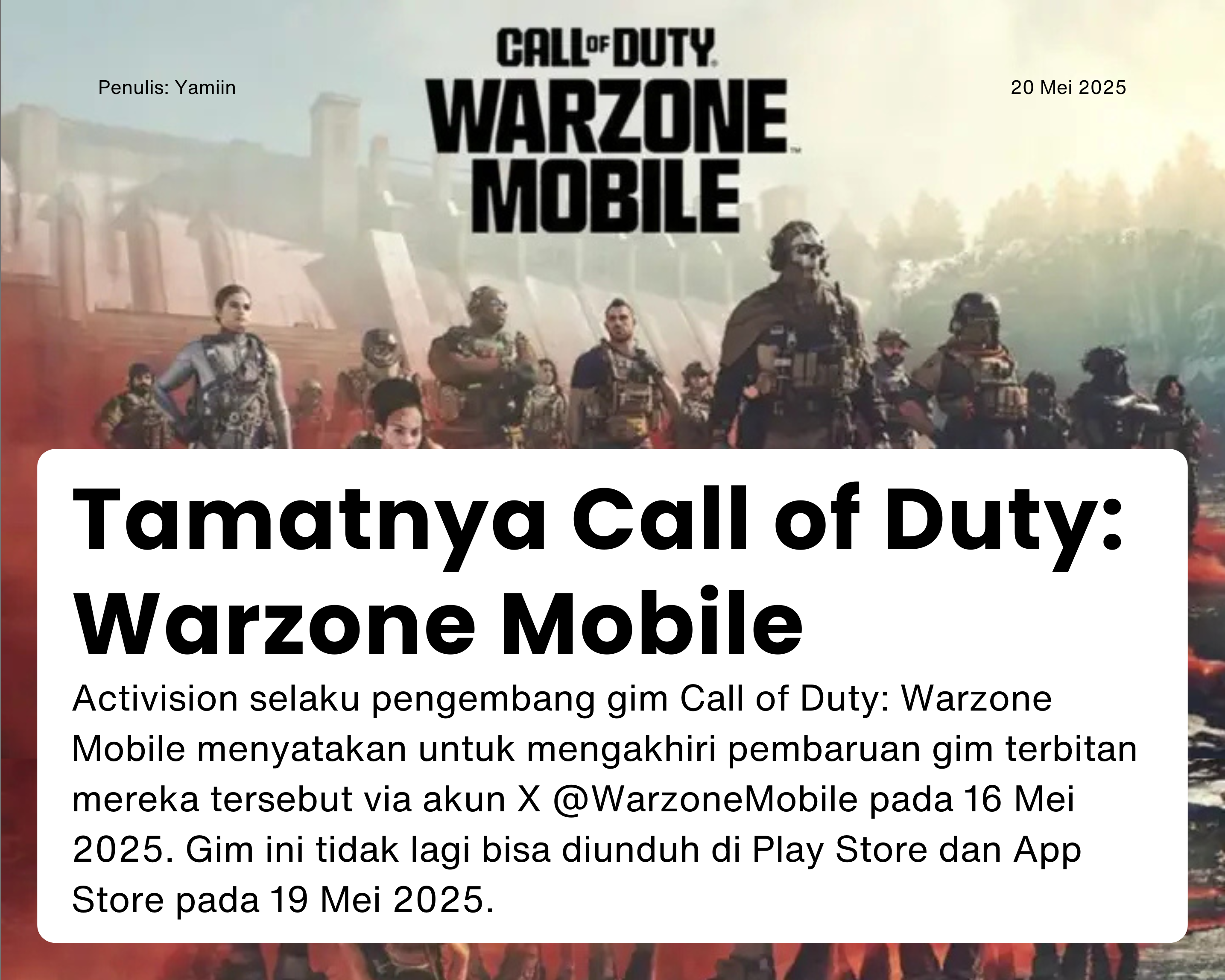 Cover for Tamatnya Call of Duty: Warzone Mobile