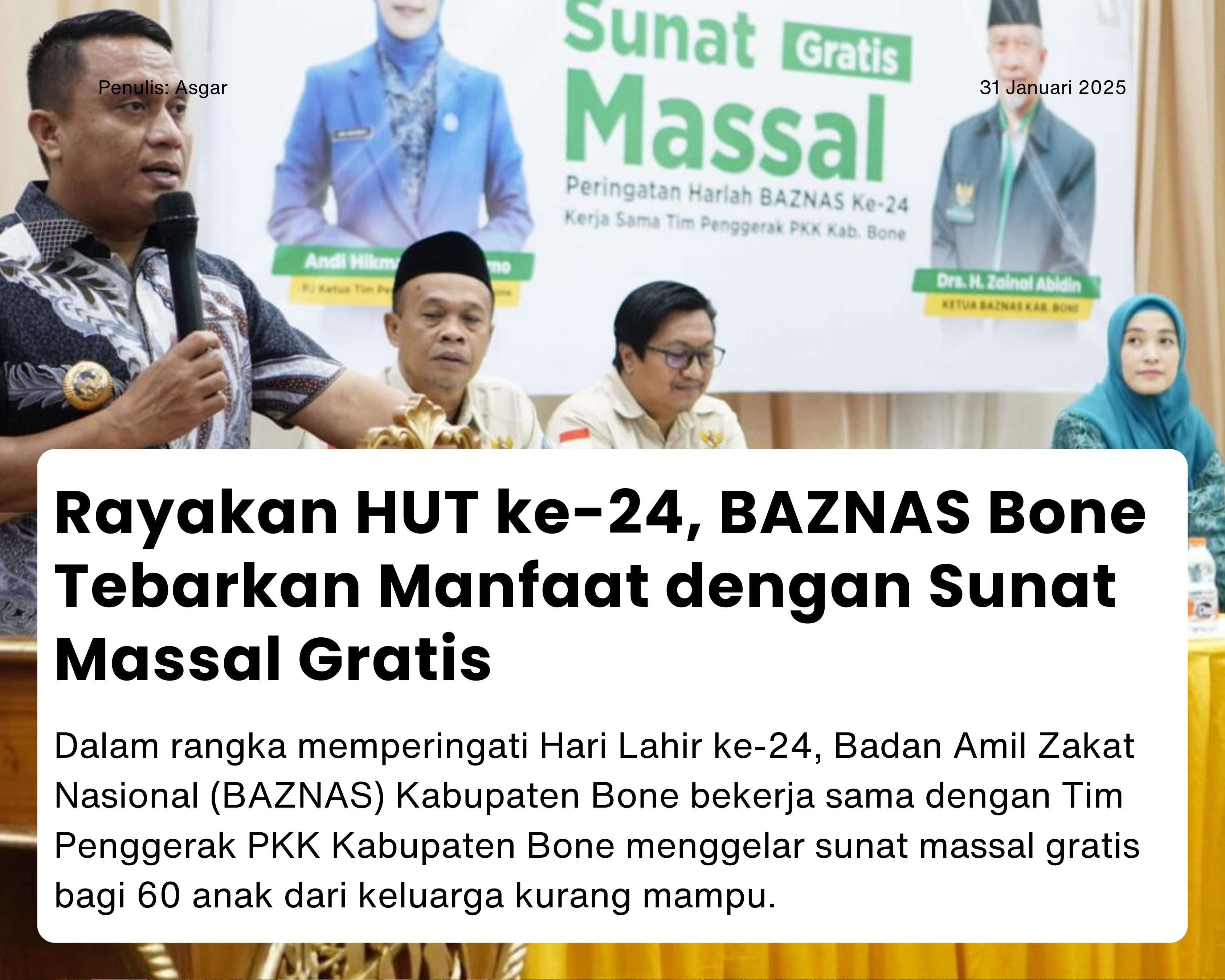 Cover for Rayakan HUT ke-24, BAZNAS Bone Tebarkan Manfaat dengan Sunat Massal Gratis