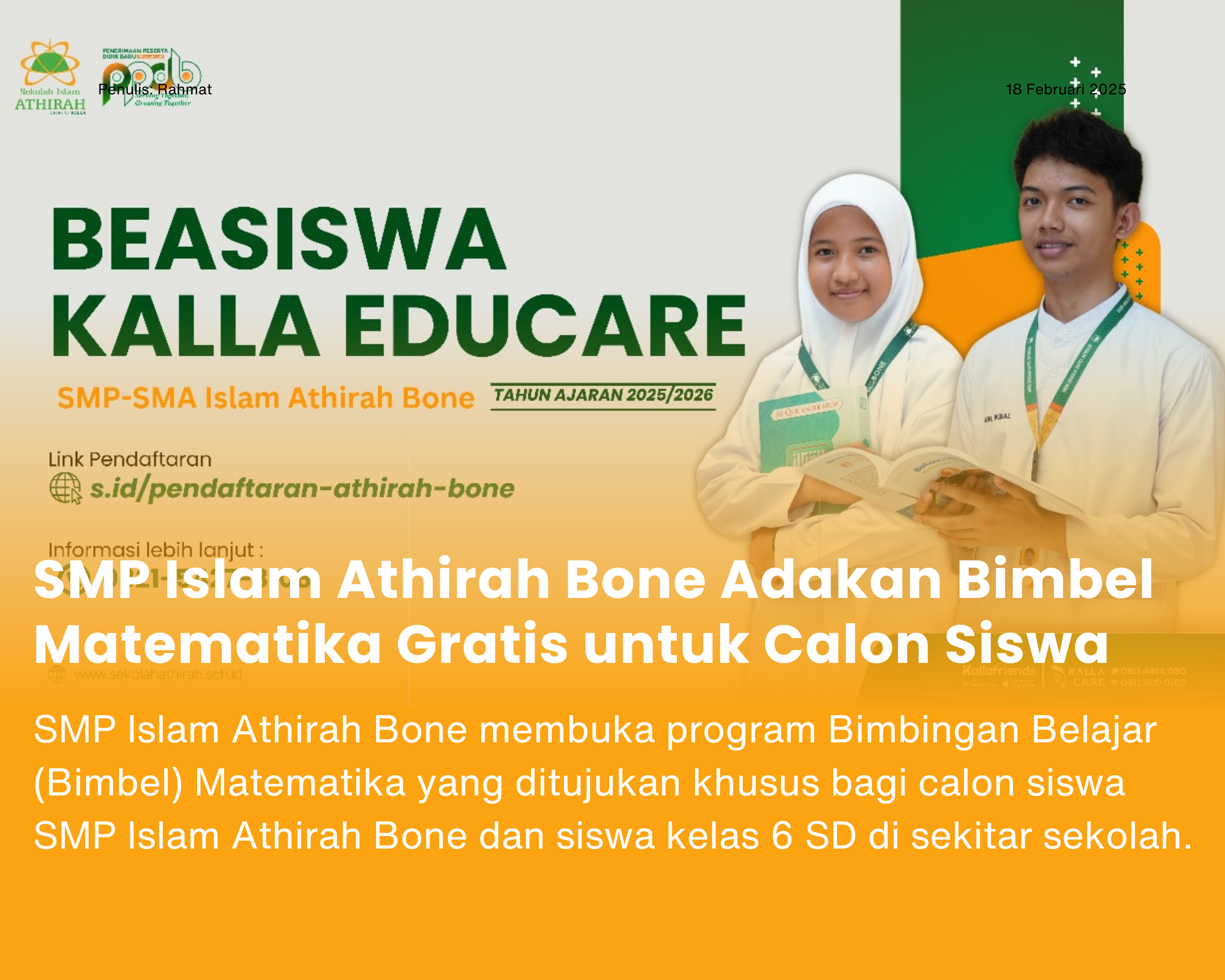Cover for SMP Islam Athirah Bone Adakan Bimbel Matematika Gratis untuk Calon Siswa