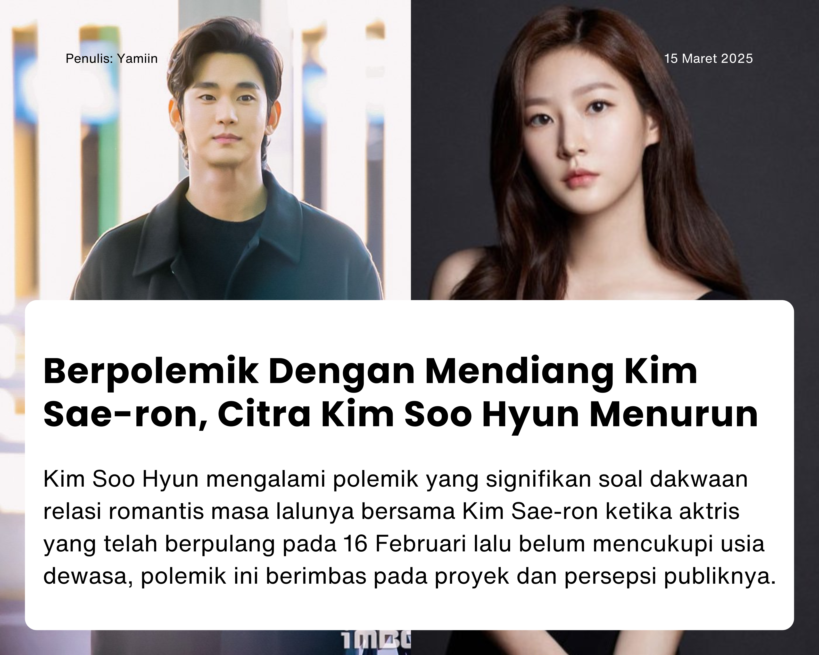 Cover for Berpolemik Dengan Mendiang Kim Sae-ron, Citra Kim Soo Hyun Menurun