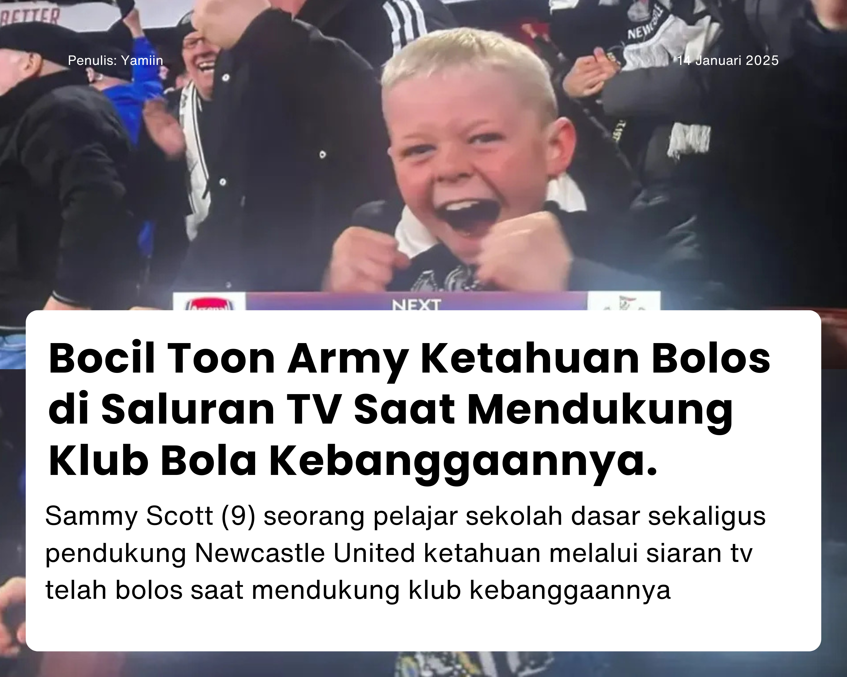 Cover for Bocil Toon Army Ketahuan Bolos di Saluran TV Saat Mendukung Klub Bola Kebanggannya