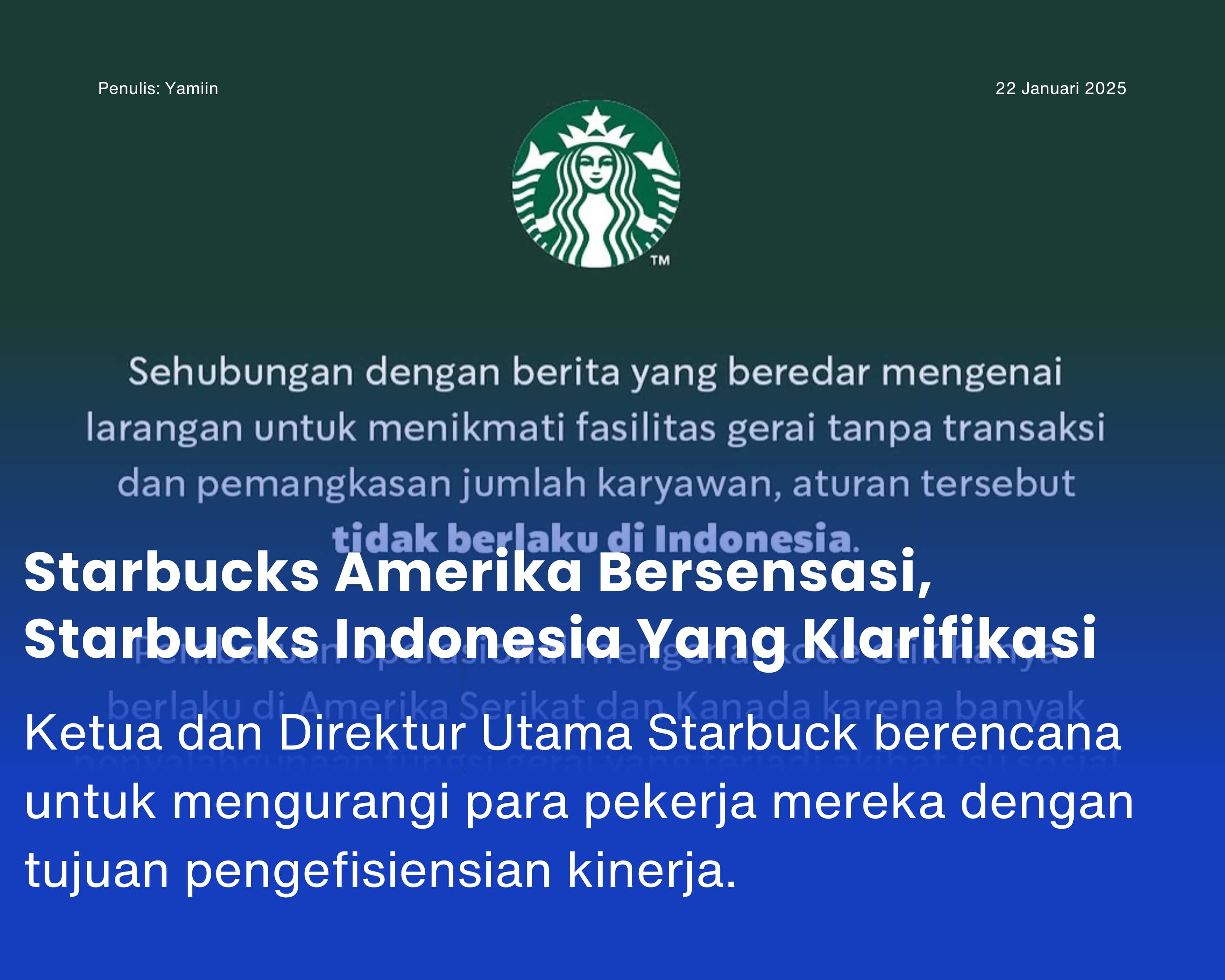Cover for Starbucks Amerika Bersensasi, Starbucks Indonesia Yang Klarifikasi