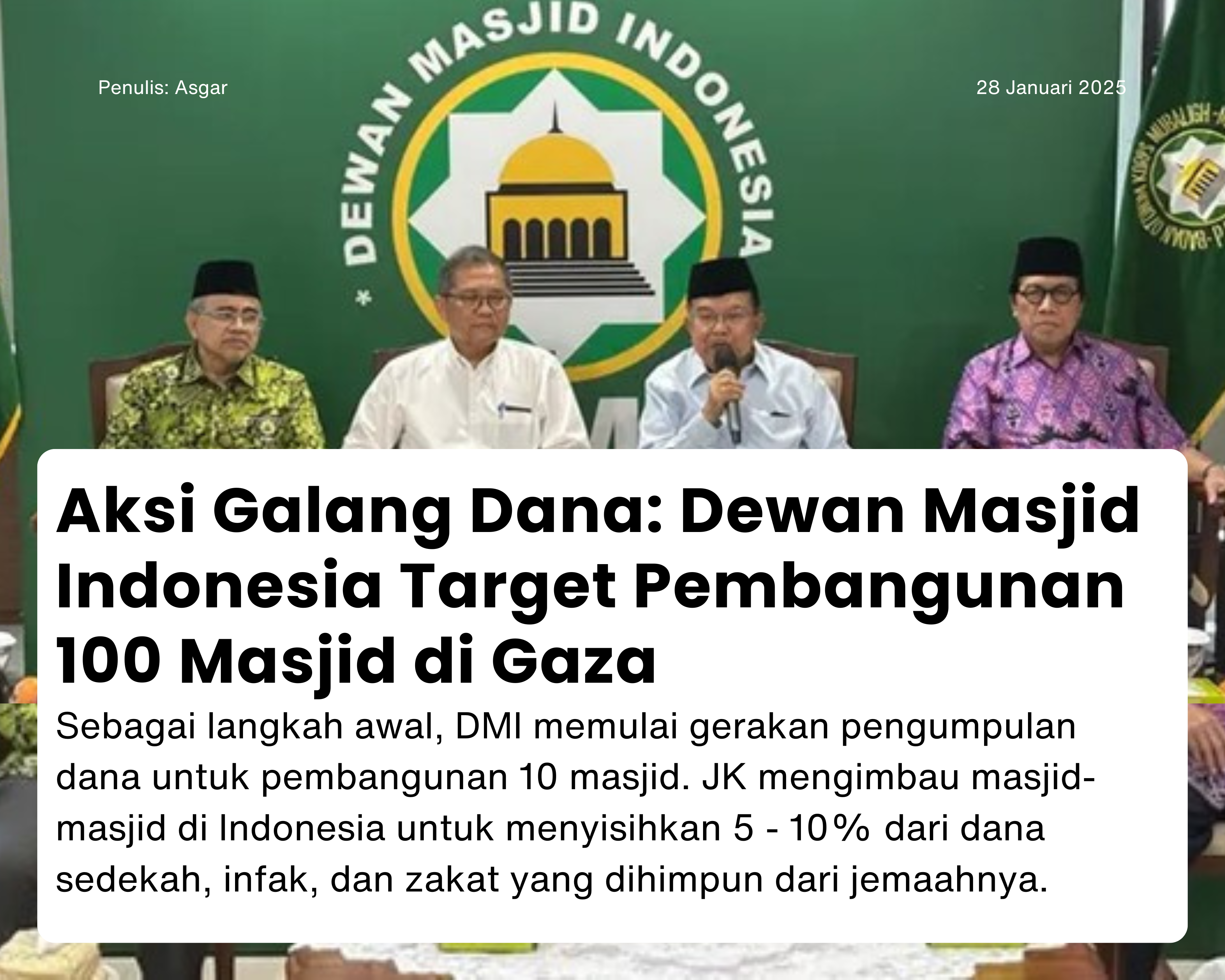 Cover for Aksi Galang Dana: Dewan Masjid Indonesia Target Pembangunan 100 Masjid di Gaza