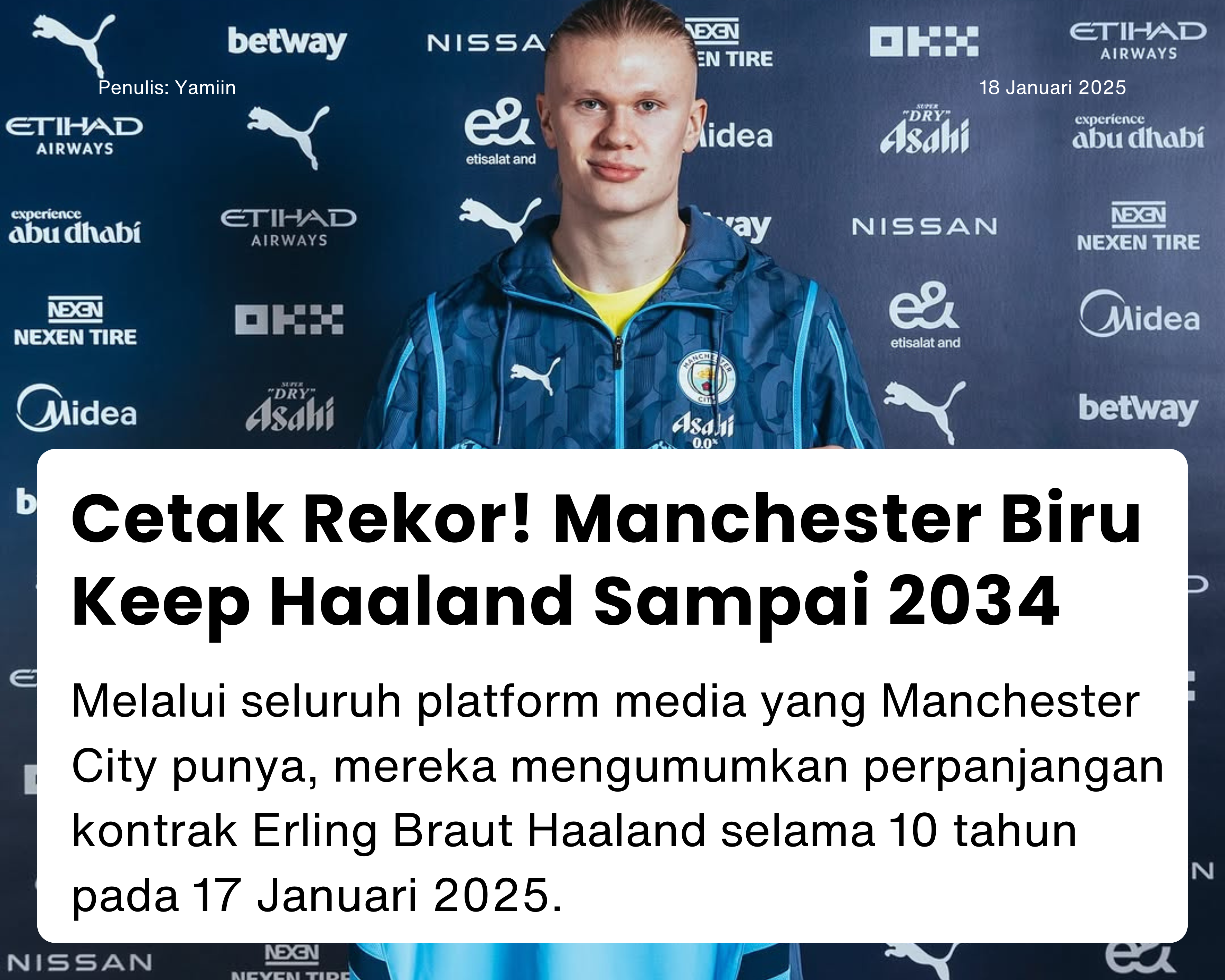 Cover for Cetak Rekor! Manchester Biru Keep Haaland Sampai 2034