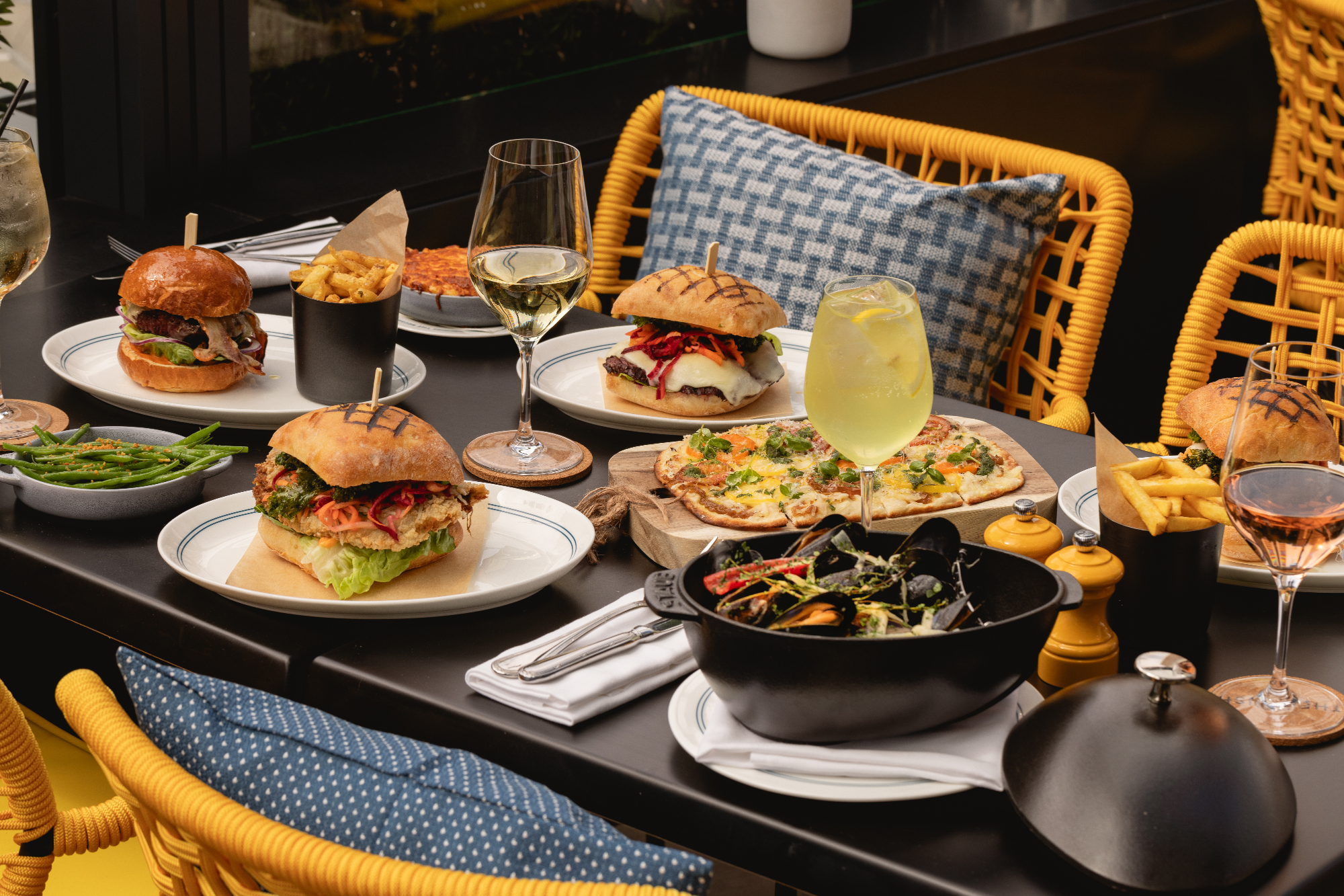 Selection Of Brunch Dishes On The Terrace