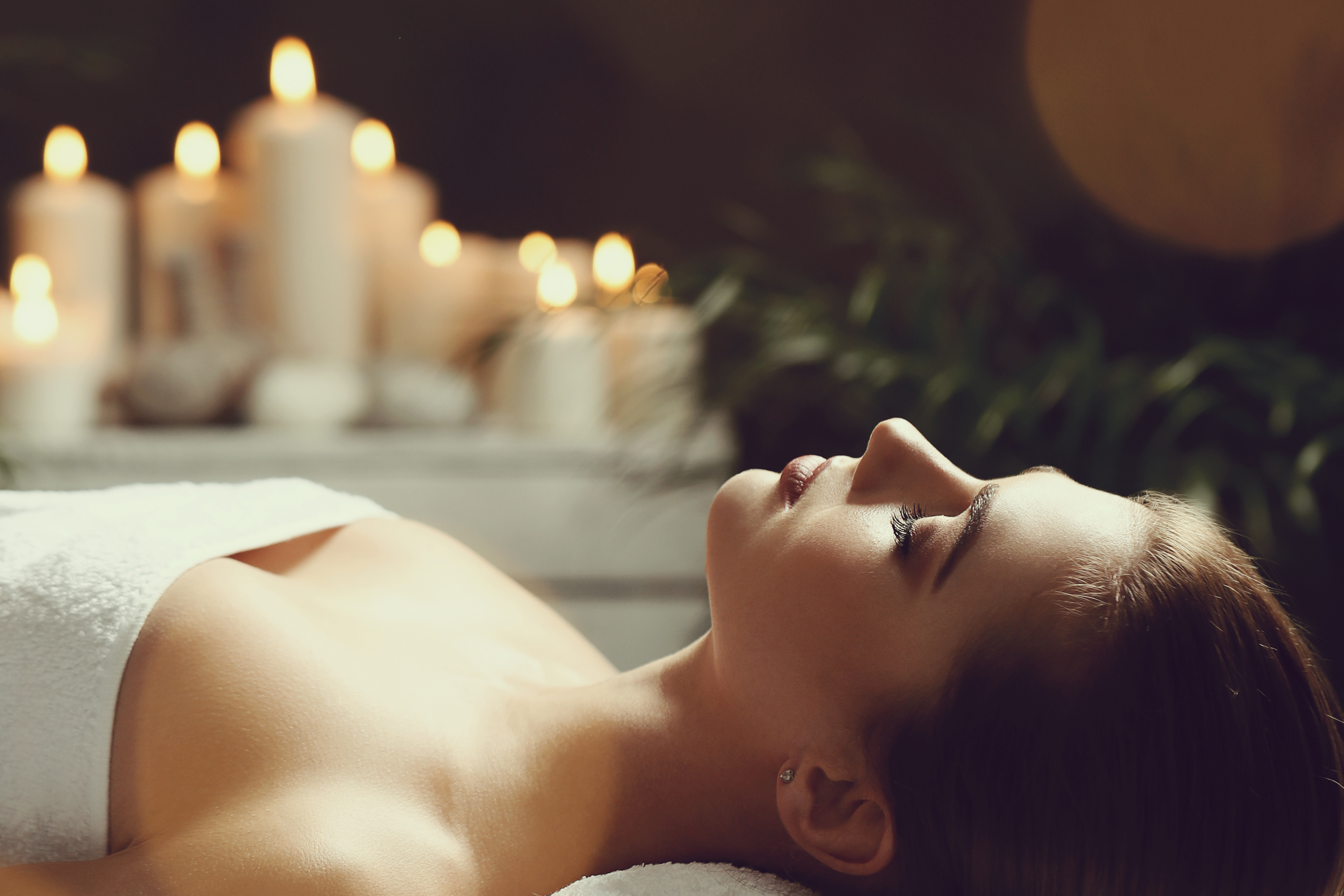 Beautiful Young Woman Lying Waiting Her Massage Spa Concept