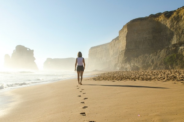 walking on the beach