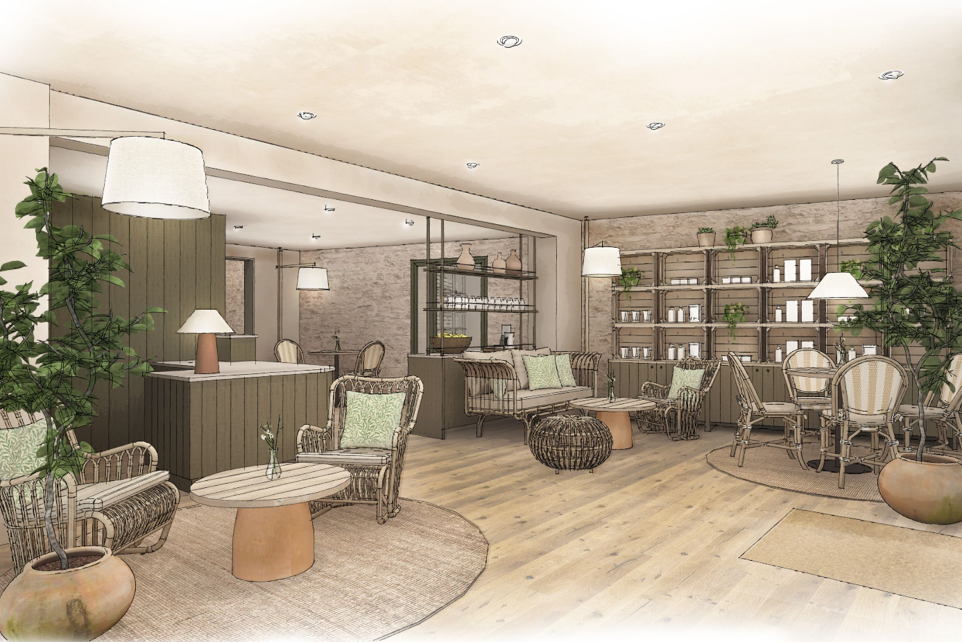 Woolley Grange 349   Spa Lounge Sketch