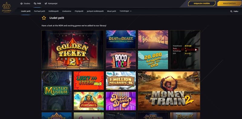 21-casino-pelivalikoima