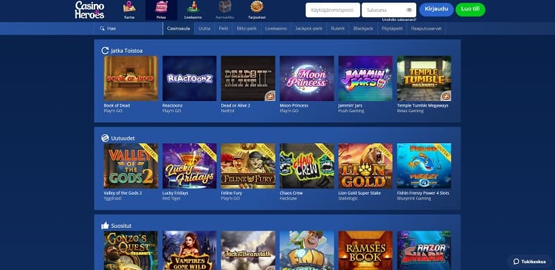 casino-heroes-pelivalikoima