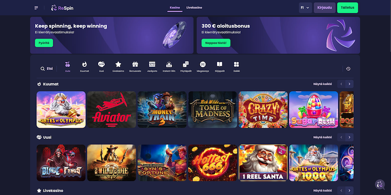 respin-casino-etusivu
