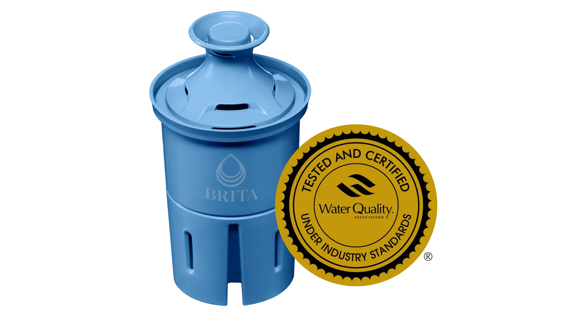 Brita Elite Filter next Water Quality Association Tested and Certified seal.
