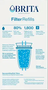 Back of Brita® Refillable Water Filtration System Filter Refills, 3 Count packaging.
