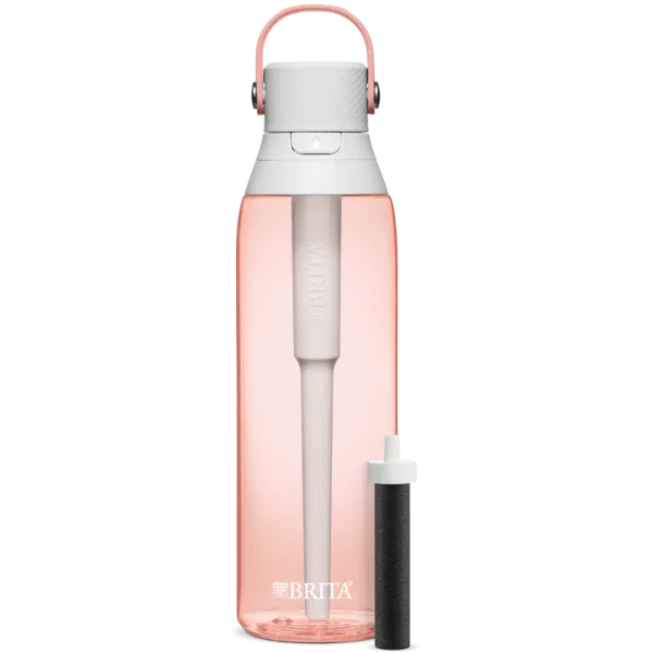 Premium Filtering Water Bottle - Hard Sided Plastic, 26oz-Blush