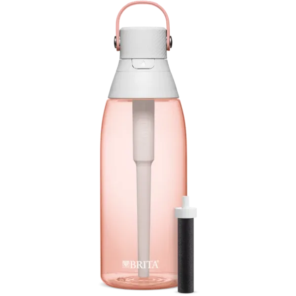 Premium Filtering Water Bottle - Hard Sided Plastic, 36oz - Blush