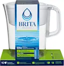 Side Profile of Tahoe Water Pitcher with Elite Filter - White in cardboard packaging