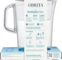 Back profile of Brita® Refillable Water Filtration System with White Tahoe Water Pitcher and 1 Refillable Filter in cardboard packaging.