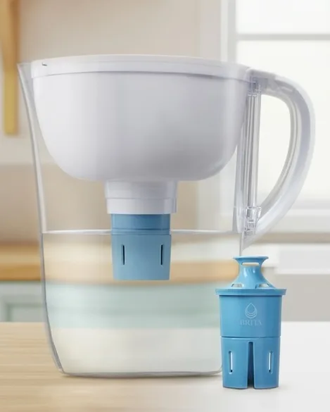 Brita Elite filter next to Brita water pitcher.
