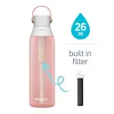 26oz hard-side water bottle with built in filter reservoir and replaceable filter.