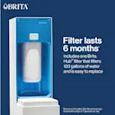 Included is one Brita Hub™ filter that lasts up to 6 months, filters 120 gallons of water and is easy to replace.
