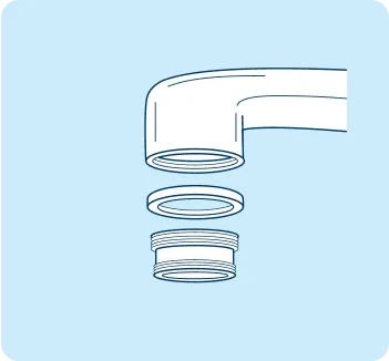 Illustration showing installation of optional washer & adapter