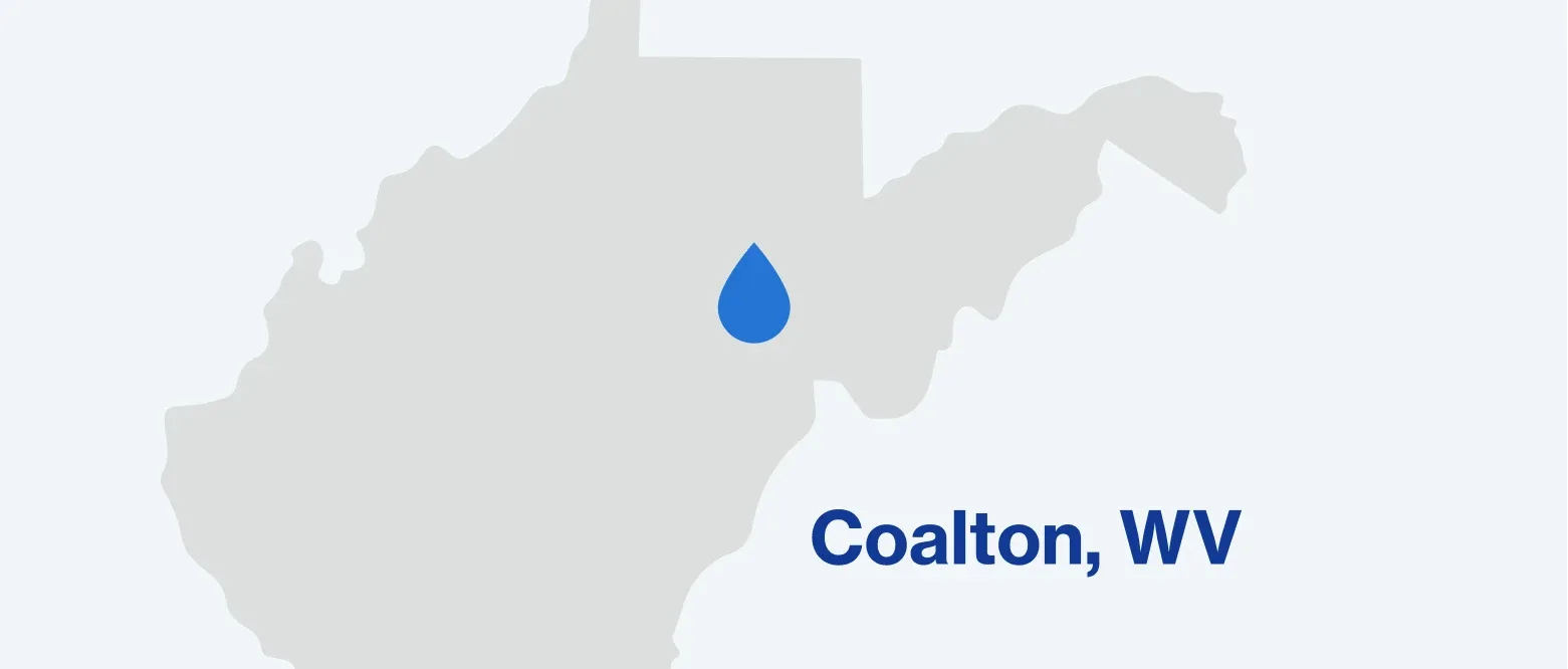 Coalton, West Virginia map silhouette graphic.