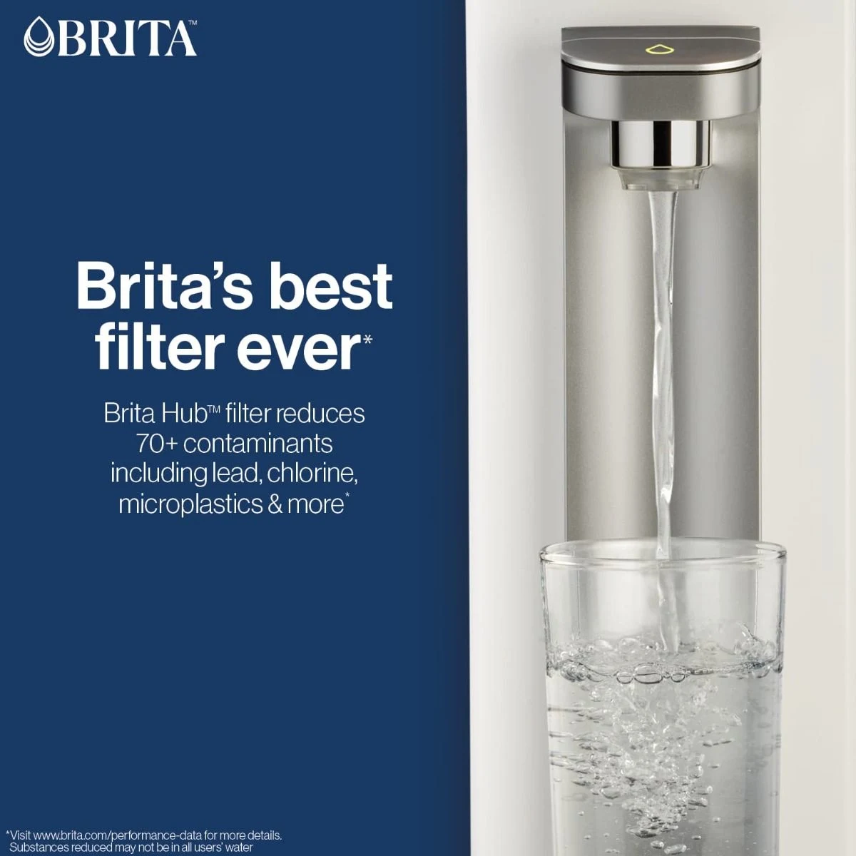 Brita's best filter ever. Brita Hub™ filter reduces 70+ contaminants. Including lead, chlorine, microplastics & more.