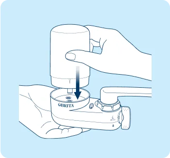Illustration showing how to click the filter into the filter cup