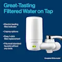 Great tasting filtered water on tap. Electric leading filter indicator. 3 spray options. Easy filter replacement. Fits most standard faucets without any tools.