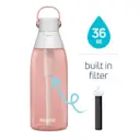 36oz hard-side water bottle with built in filter reservoir and replaceable filter.